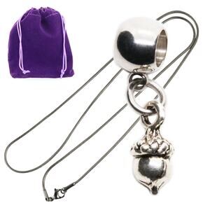 Silver Tone Acorn Necklace for Women, Delicate Acorn Pendant on Fine Chain